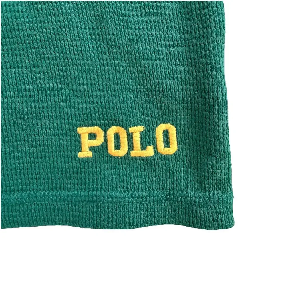 Polo Ralph Lauren Green Waffle Thermal Knit Long Sleeve Mens Shirt Top 2XL Logo